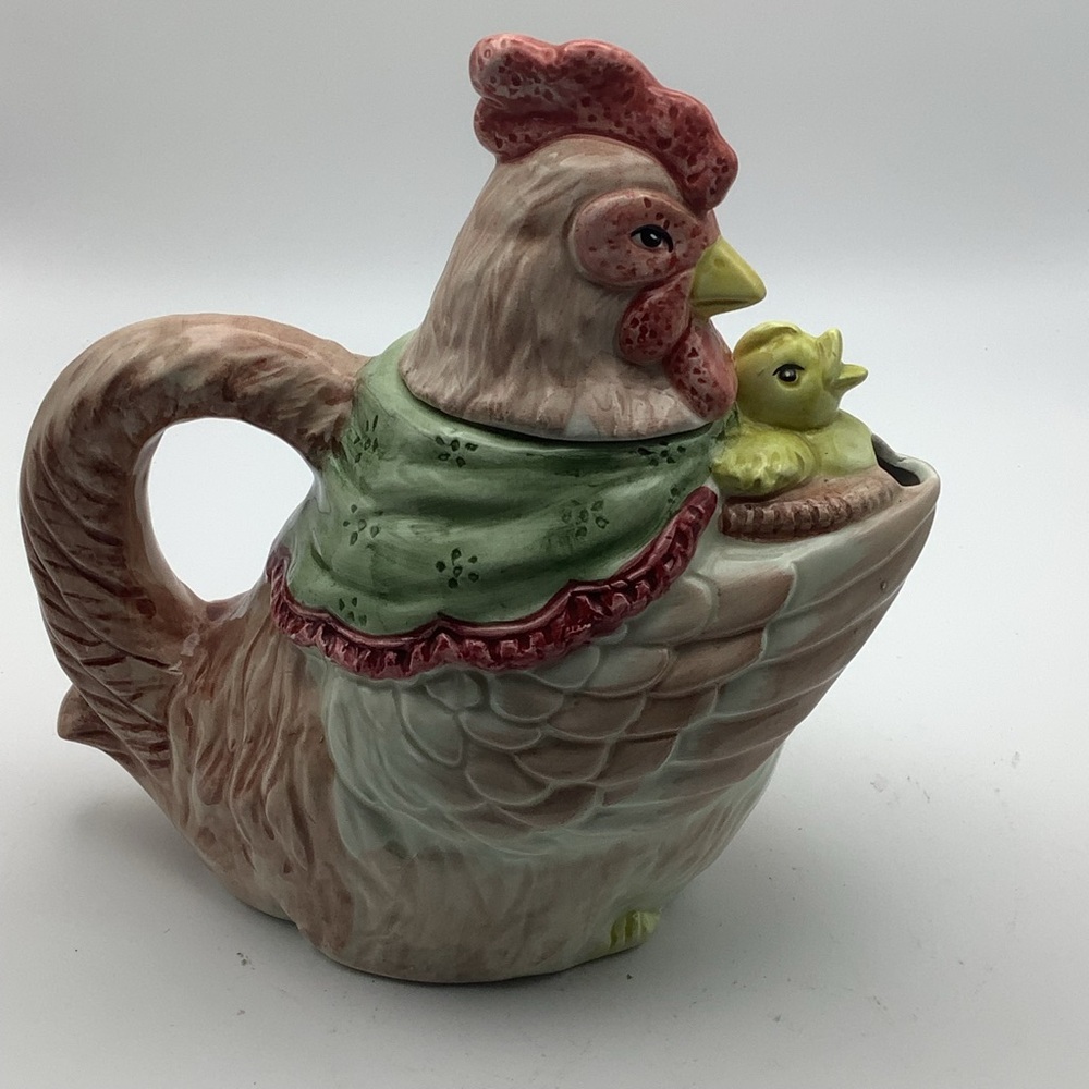 Hen and Chick Ceramic Teapot